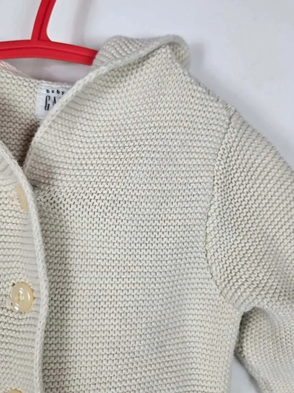 Baby Gap Cream Cotton Knit Hooded Cardigan 18-24M Bear Ears